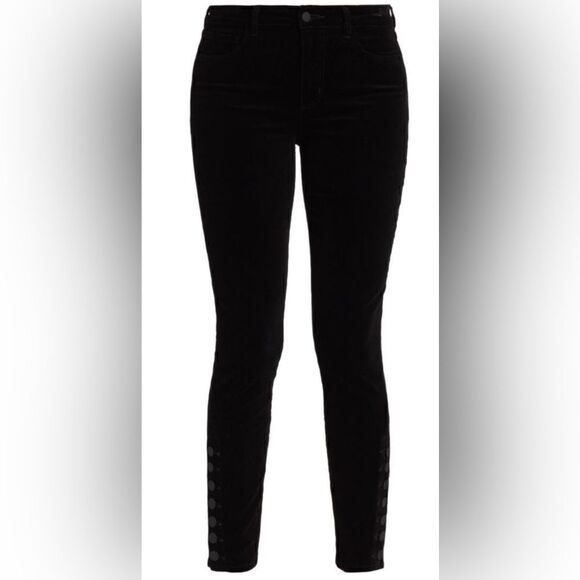 L'AGENCE Piper high-rise coated faux leather look skinny jeans button detail. 28 - Picture 4 of 10